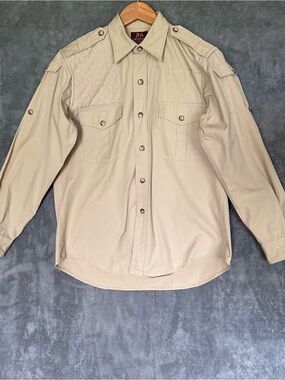 Willis & Geiger Hemingway safari big game shooter shirt bush poplin USA M VTG